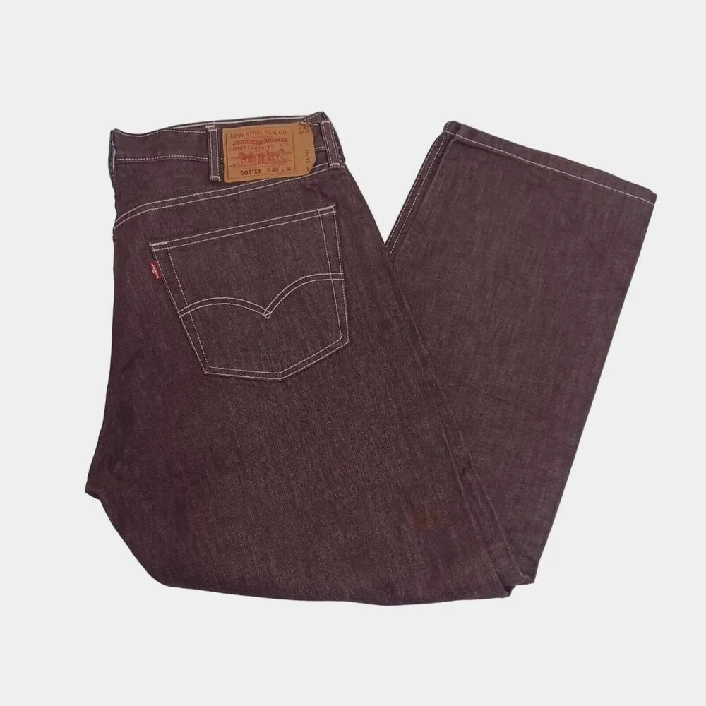Vintage Levi's 501 XX Classic Buttonfly Rust Burgandy Jeans Men's Size 40x30 Y2K